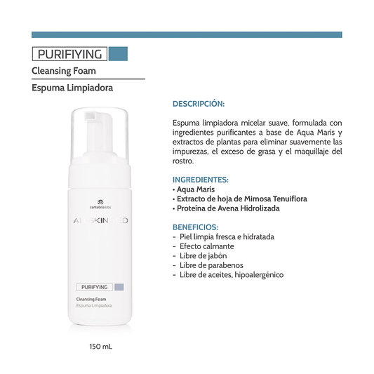 ALL SKIN MED Purifying espuma limpiadora 150ml