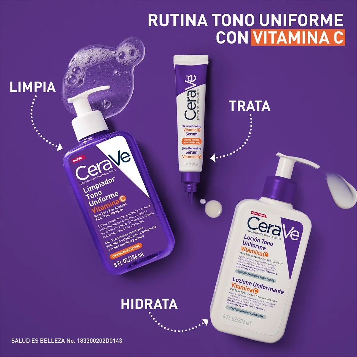 CERAVE Limpiador tono uniforme VitaminaC 236ml