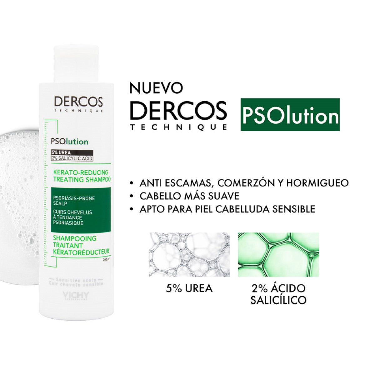 VICHY Dercos Psolution Shampoo de tratamiento keratorreductor 200ml