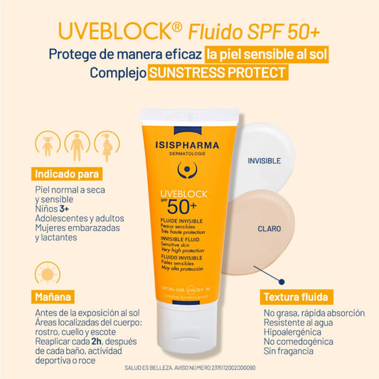 ISISPHARMA UVEBLOCK fps50+ fluido invisible 40ml