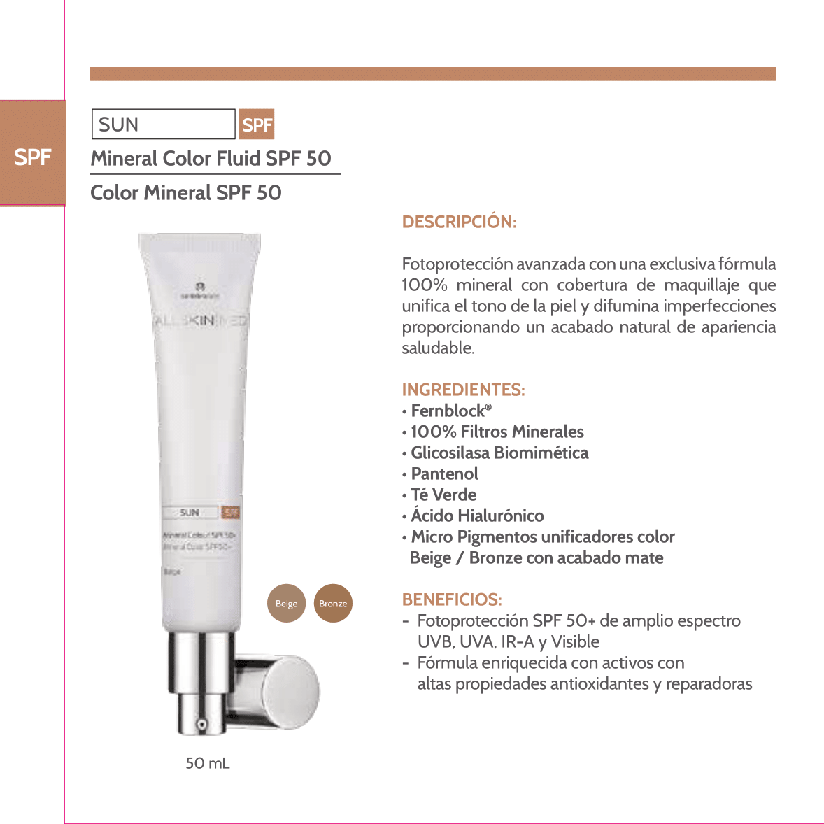 ALL SKIN MED Sun mineral FPS50 50ml (Color)