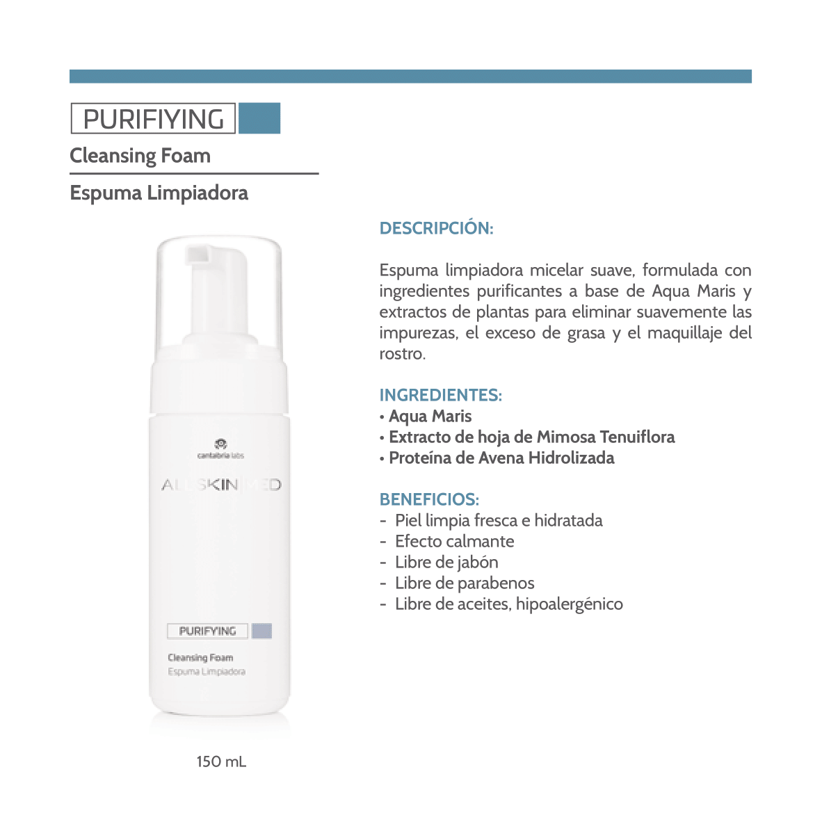 ALL SKIN MED Purifying espuma limpiadora 150ml