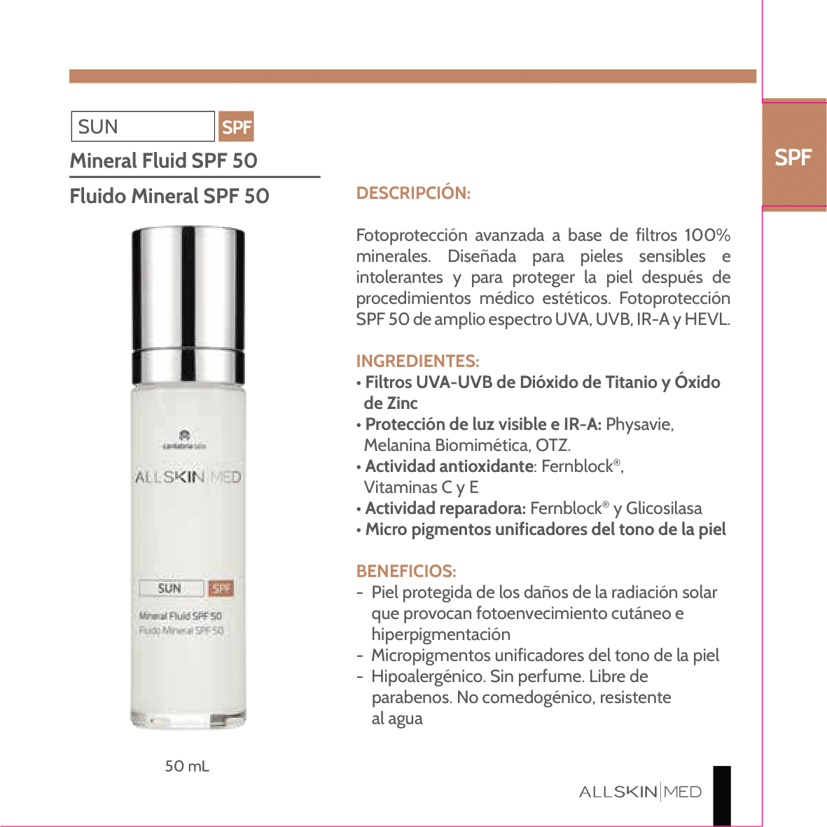 ALL SKIN MED Sun mineral FPS50 50ml