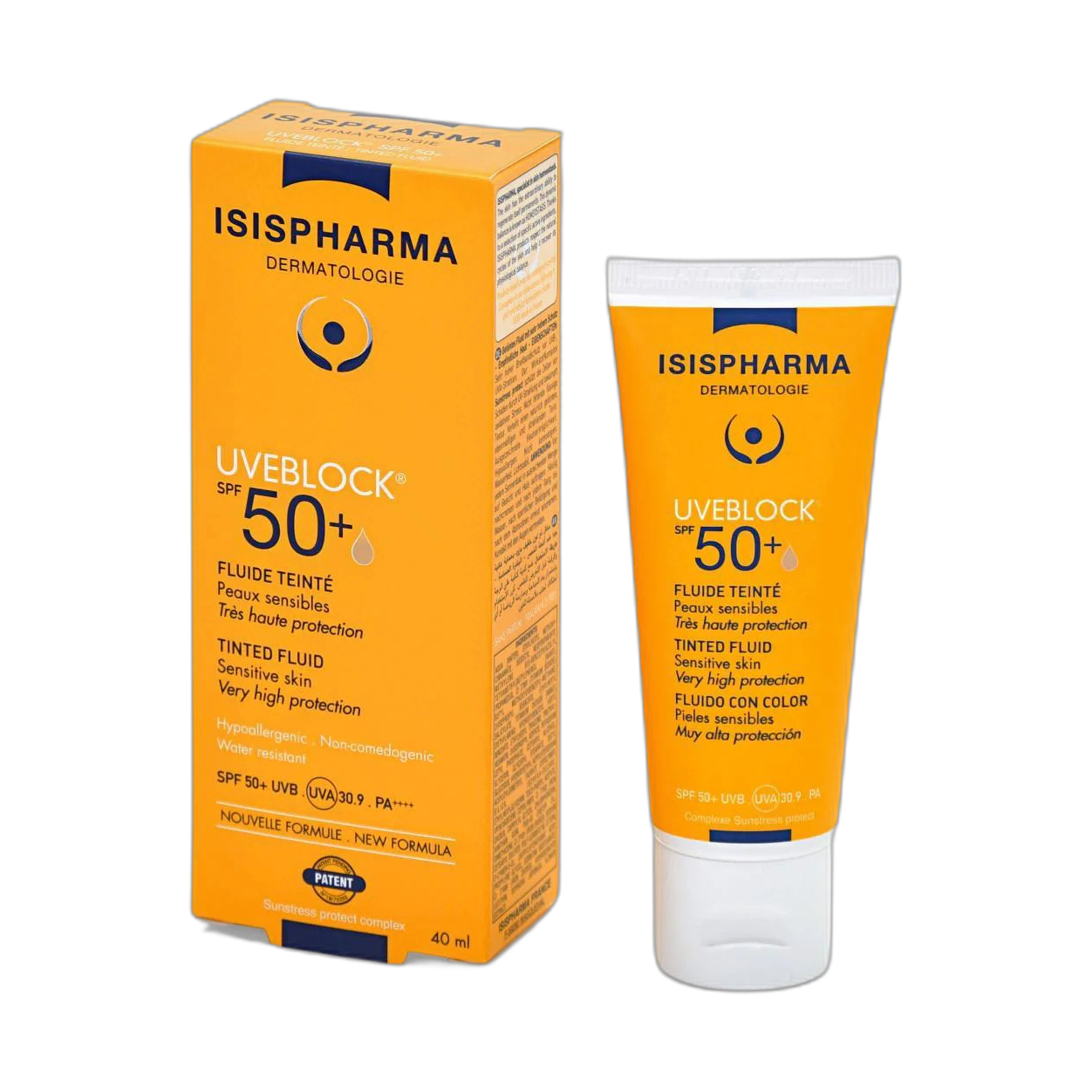 ISISPHARMA UVEBLOCK fps50+ fluido con color 40ml (fondo limpio)