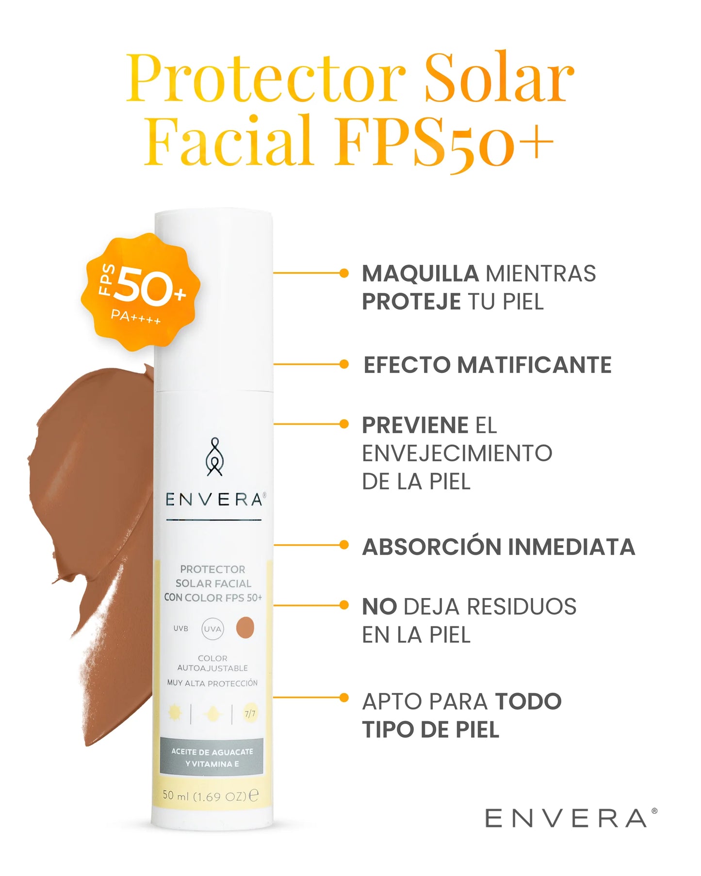 ENVERA Protector Solar para Pieles Sensibles FPS 50+ UVA/UVB 50ML