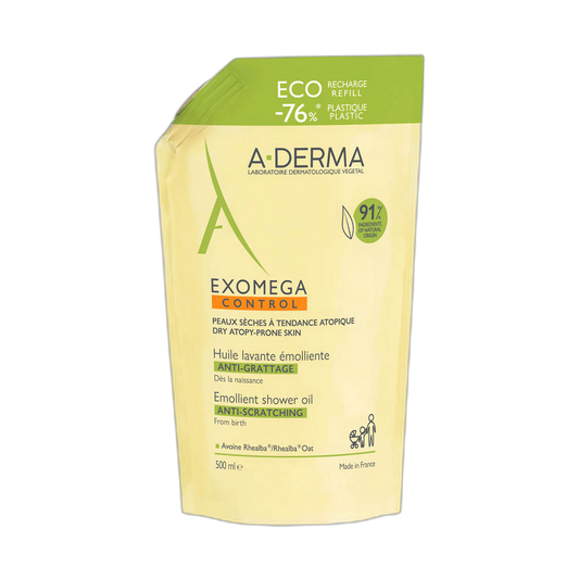 ADERMA Exomega Control Aceite Limpiador Emoliente Ecorefill 500 Ml (fondo limpio)