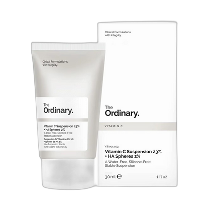 The Ordinary Vitamin C 23% suspension + ha Spheres 2% (fondo limpio)