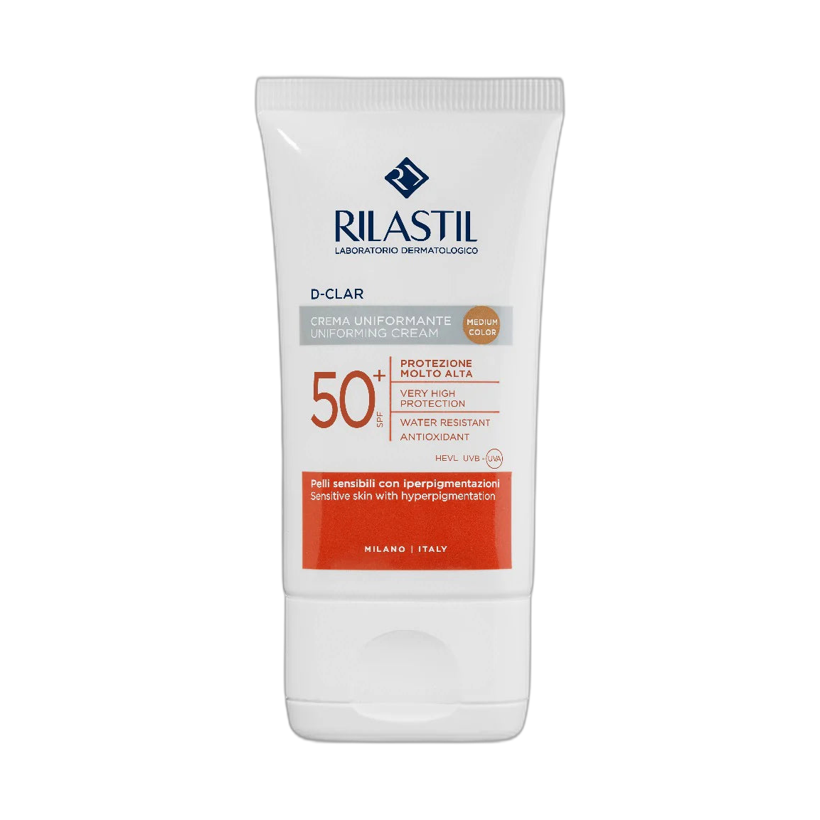 RILASTIL D-CLAR UNIFORMING CREAM PPT SPF 50+ MEDIUM 40ML (fondo limpio)