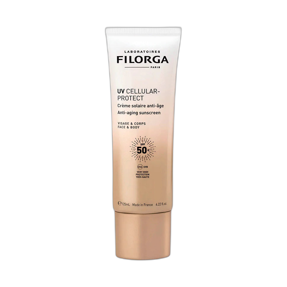 FILORGA UV-CELLULAR PROTECT FACE & BODY Crema antiedad FPS50+ rostro y cuerpo 125ml (fondo limpio)