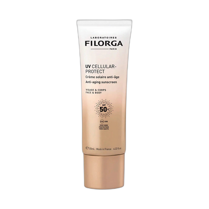 FILORGA UV-CELLULAR PROTECT FACE & BODY Crema antiedad FPS50+ rostro y cuerpo 125ml (fondo limpio)