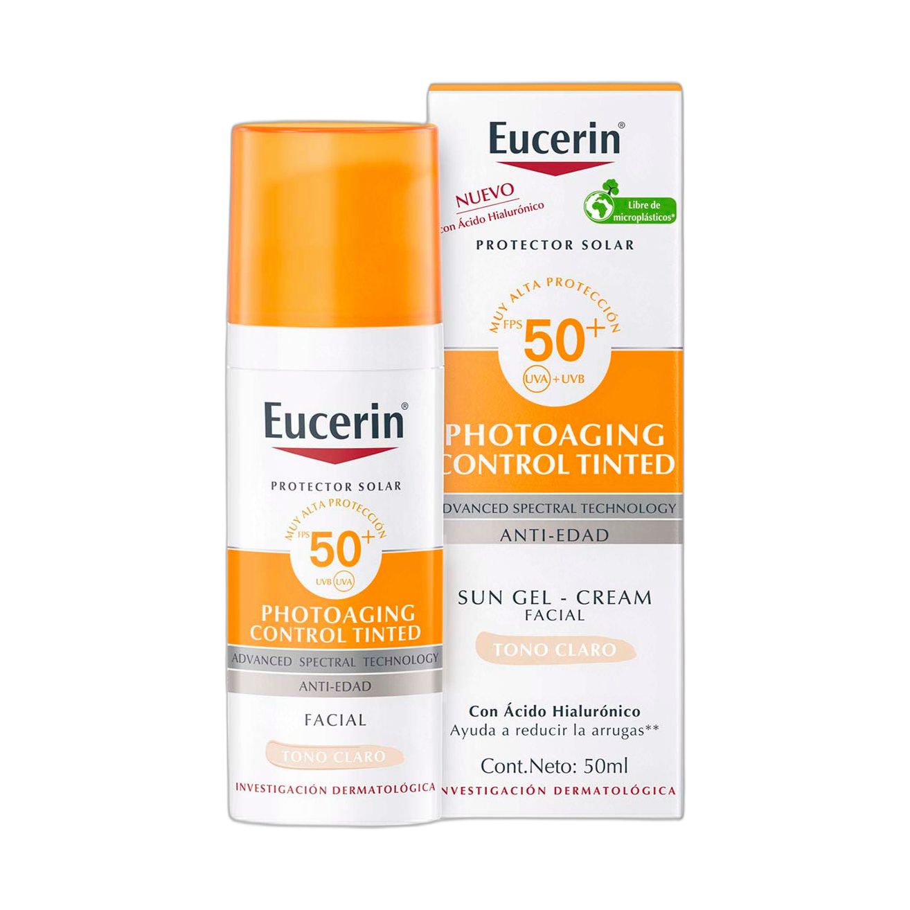 EUCERIN Sun Face Photoaging control tono claro fps50+ 50ml (fondo limpio)