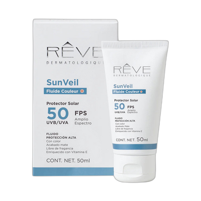 RÉVE SunVeil fluide color 50ml (fondo limpio)