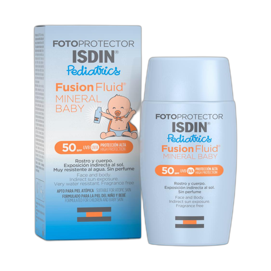 ISDIN Pediatrics fusion fluid mineral spf50 50ml (fondo limpio)