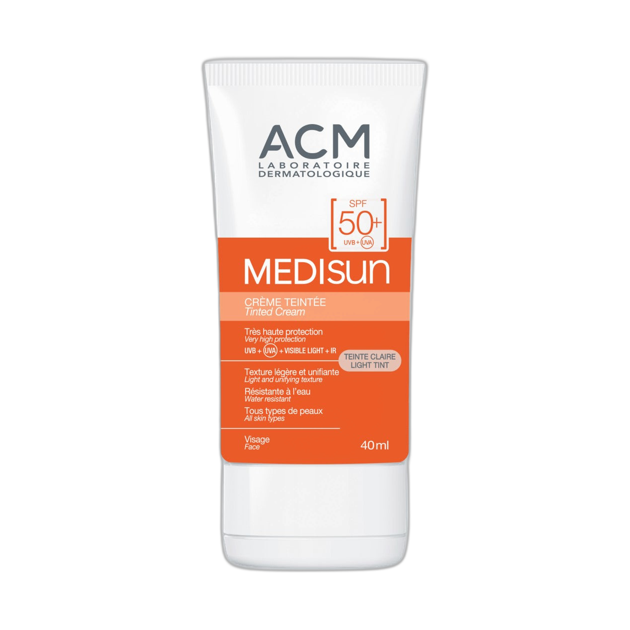 ACM MEDISUN Crema solar fps50+ tinte ligero 40ml (fondo limpio)