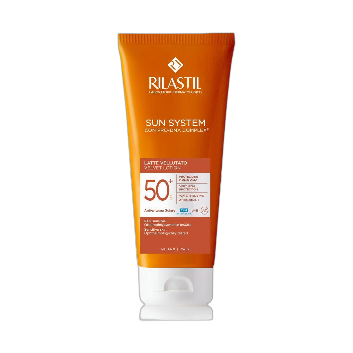 RILASTIL SUN SYSTEM PPT VELVET LOTION SPF 50+ 200ML (fondo limpio)