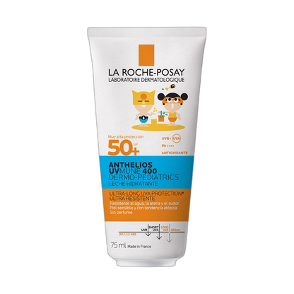 LRP ANTHELIOS UVMUNE 400 Dermopediatrics milk FPS50+ 75ml (fondo limpio)