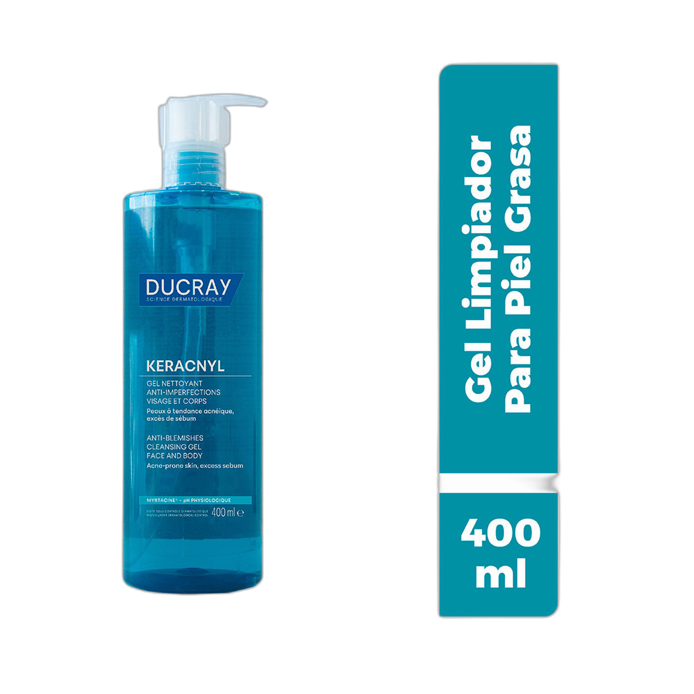 DUCRAY Keracnyl gel limpiador facial 400ml (fondo limpio)