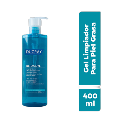 DUCRAY Keracnyl gel limpiador facial 400ml (fondo limpio)