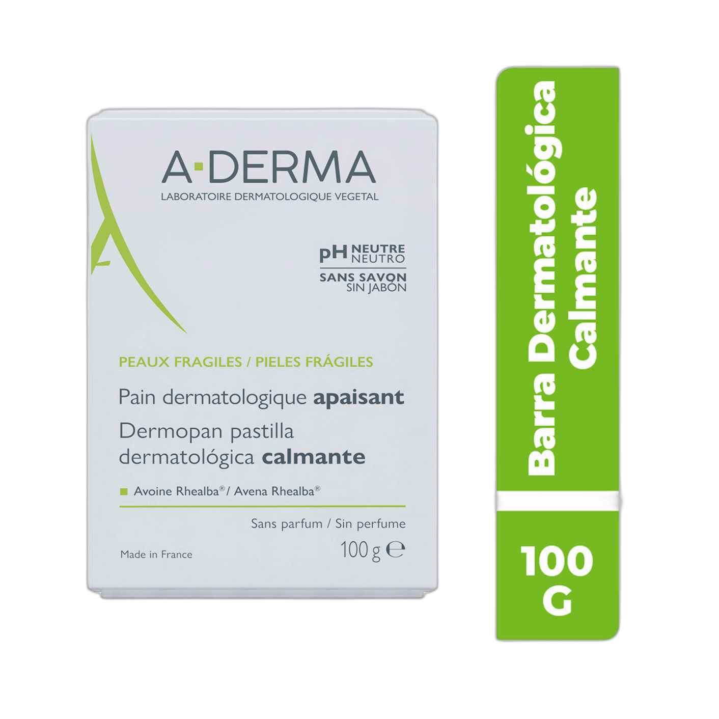 ADERMA Barra limpiadora dermatológica calmante 100gr (fondo limpio)