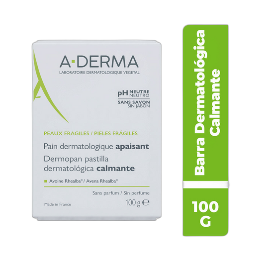 ADERMA Barra limpiadora dermatológica calmante 100gr (fondo limpio)