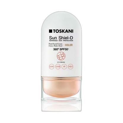 TOSKANI Sun shiel-D spf50+ con color 50ml (fondo limpio)