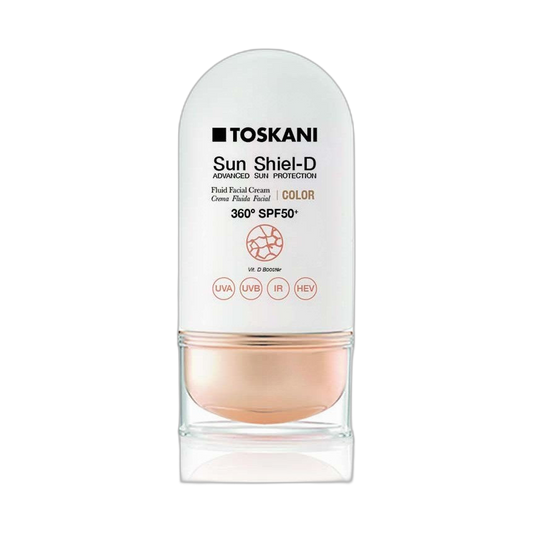 TOSKANI Sun shiel-D spf50+ con color 50ml (fondo limpio)