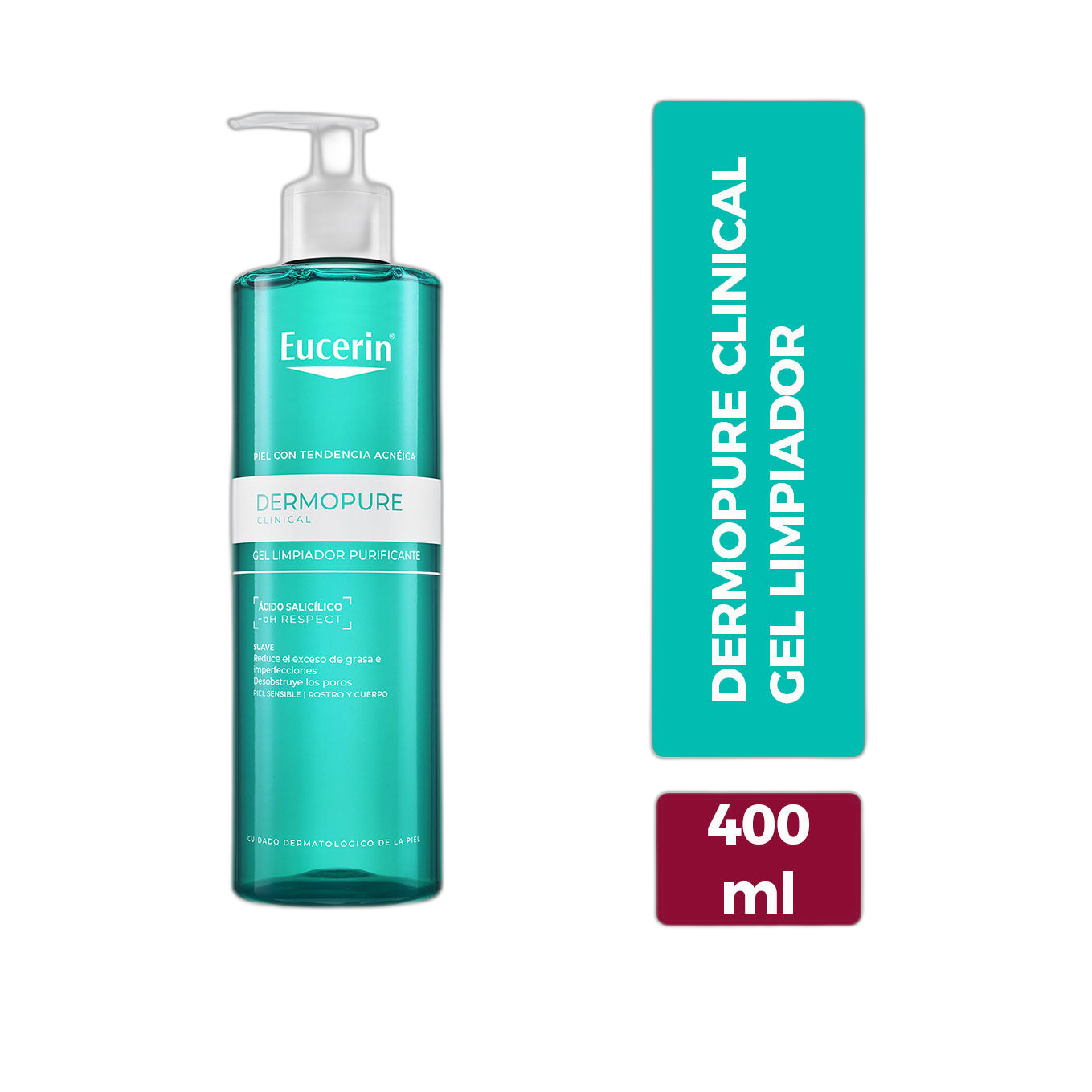 EUCERIN Dermopure gel limpiador 400ml (fondo limpio)