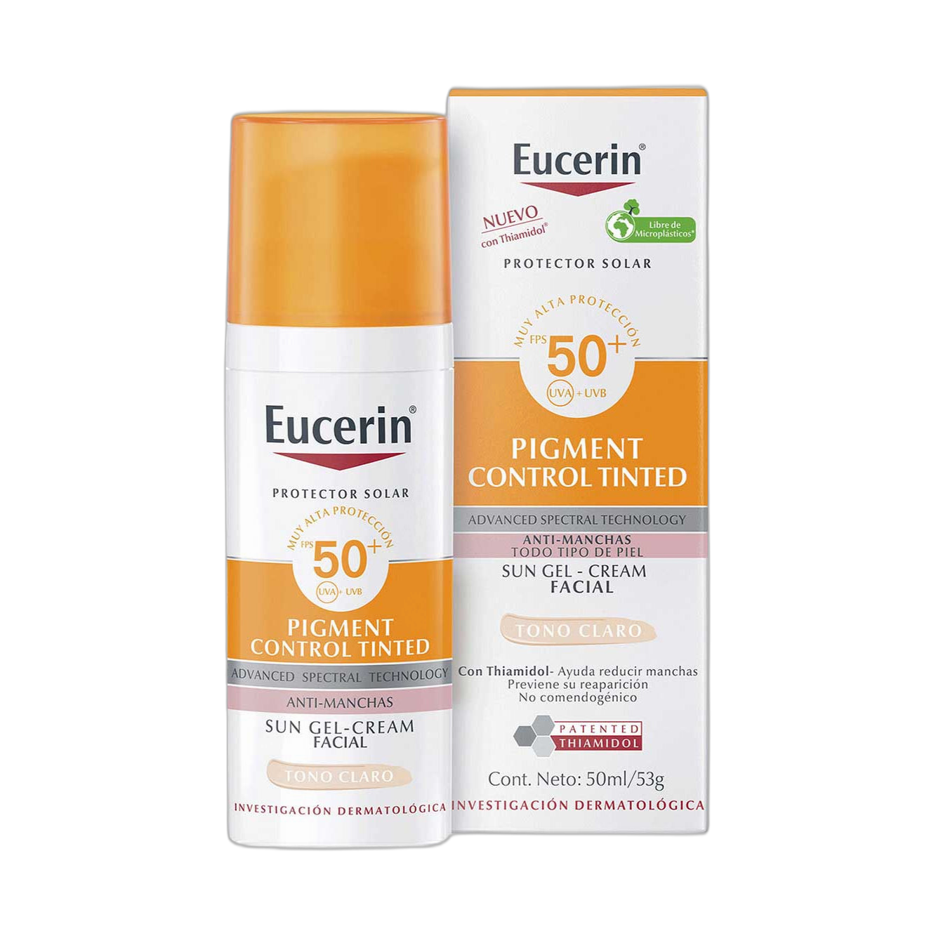 EUCERIN Sun facial pigment control tono claro spf50+ 50ml (fondo limpio)
