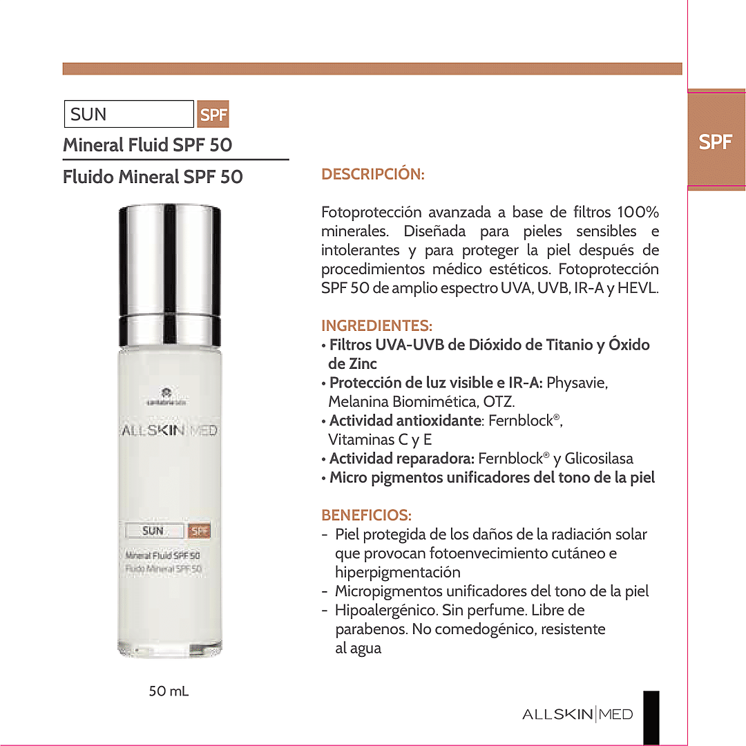 ALL SKIN MED SUN MINERAL FLUID SPF50 50ML