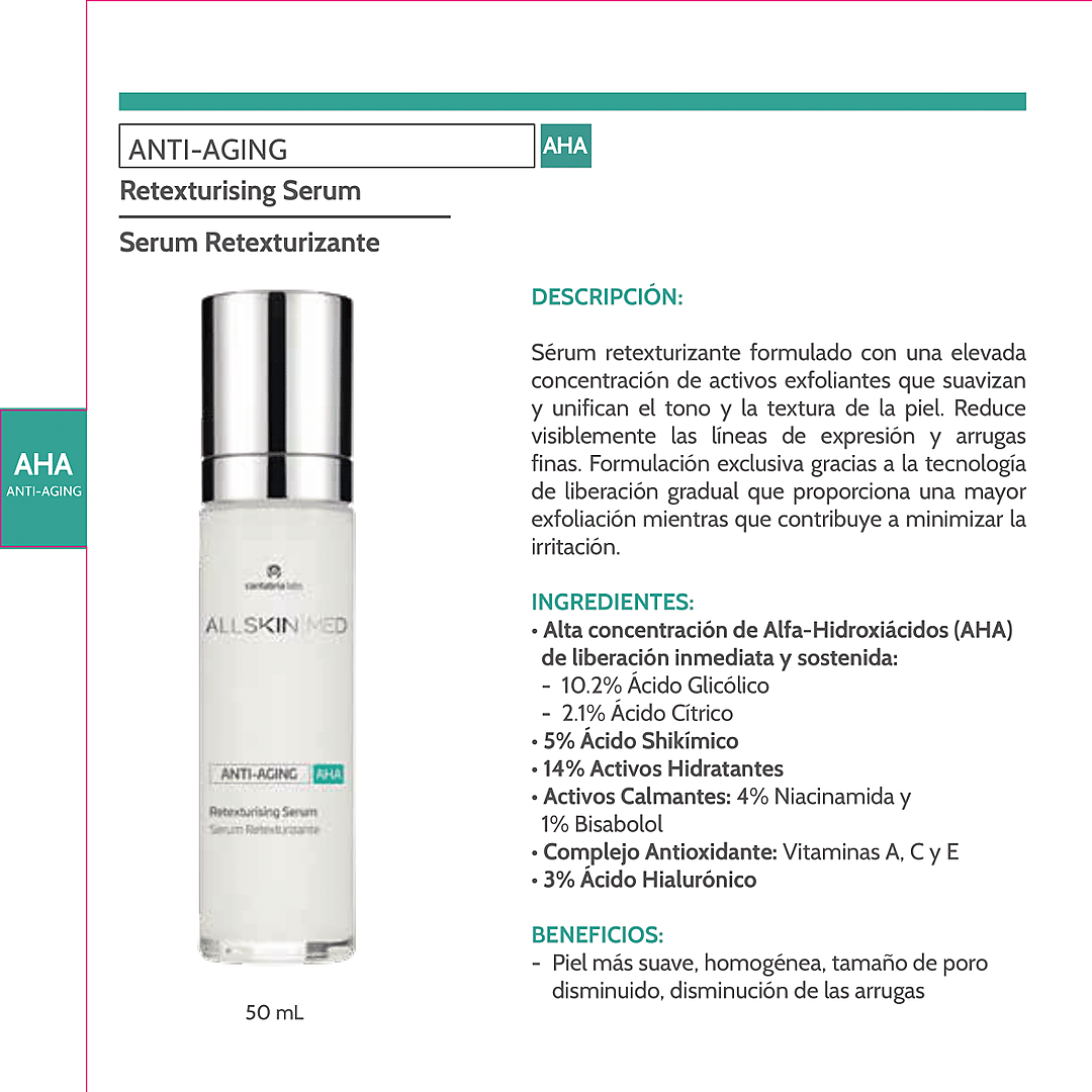 ALL SKIN MED ANTIAGING AHA RETEXTURIZING SERUM 50ML