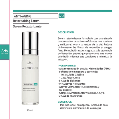 ALL SKIN MED ANTIAGING AHA RETEXTURIZING SERUM 50ML