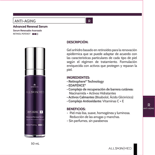 ALL SKIN MED Antiaging R serum renovador avanzado 0.5% 50ml