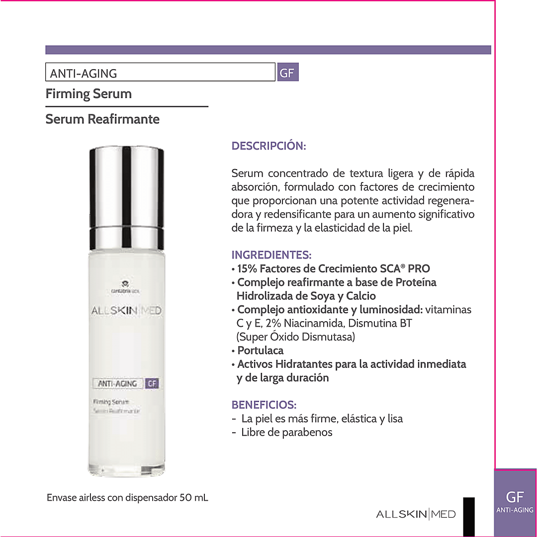 ALL SKIN MED Antiaging GF serum reafirmante 50ml