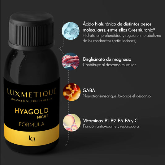 LUXMETIQUE Fórmula Hyagold night 15 viales bebibles 30ml