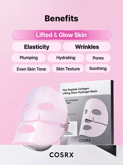 COSRX The Peptide collagen lifting glow hydrogel mask 3pz