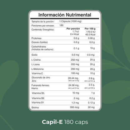 BIOBO LABS promen capil-E 180caps 1g vegetal