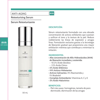 ALL SKIN MED ANTIAGING AHA RETEXTURIZING SERUM 50ML