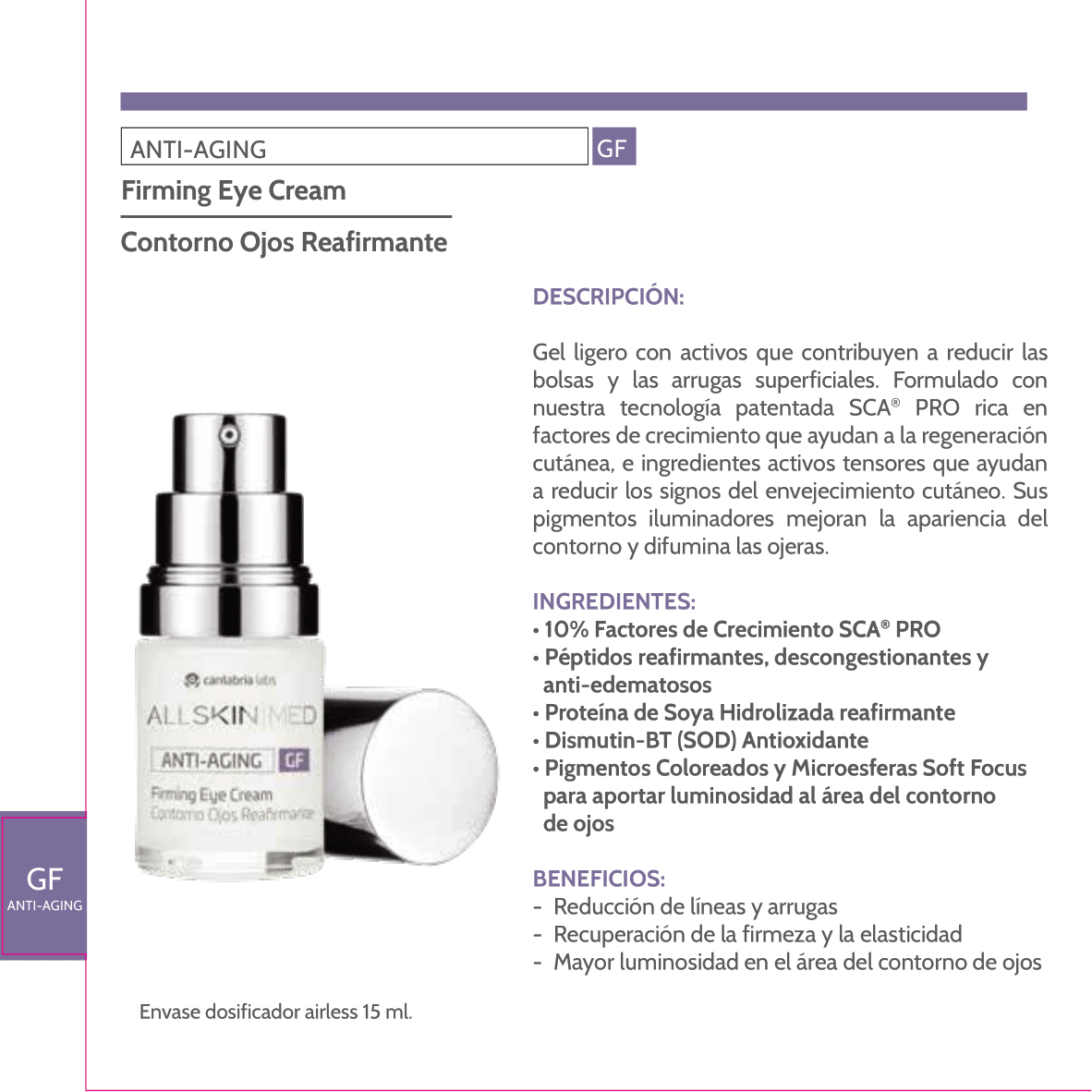 ALL SKIN MED Antiaging GF contorno de ojos reafirmante 15ml