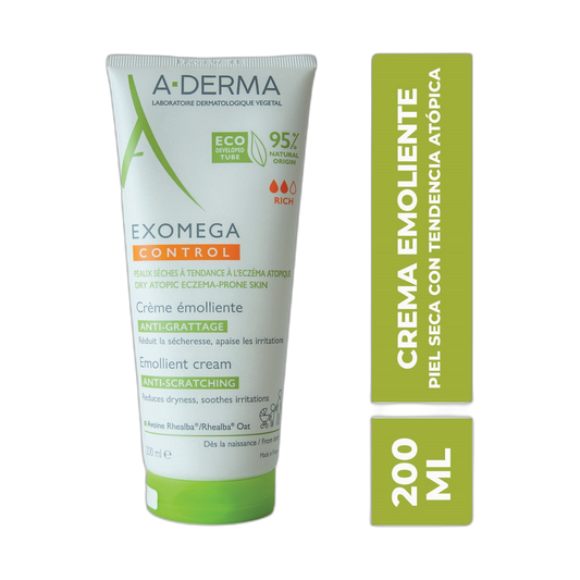 ADERMA Exomega Control Crema Emoliente Anti Comezón 200ml (fondo limpio)