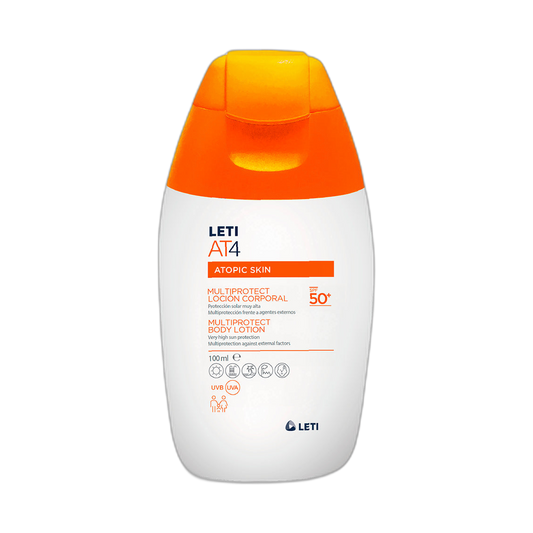 LETI AT4 Multiprotect loción corporal FPS50+ 100ml (fondo limpio)