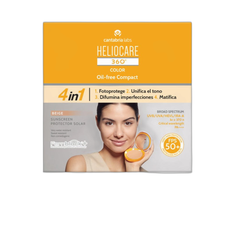 HELIOCARE 360º Oil free compact spf50+ Beige 10g (fondo limpio)