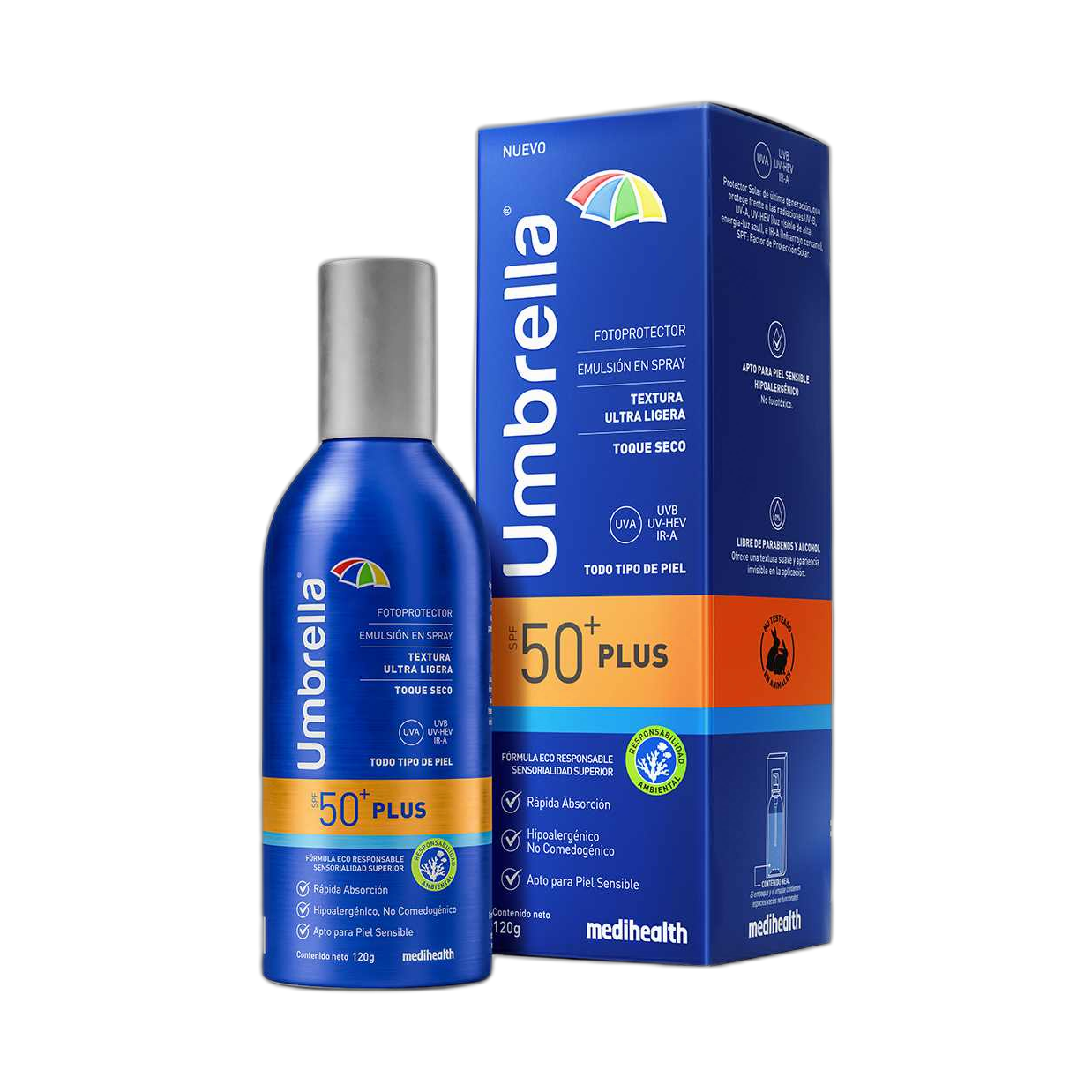 Umbrella Plus Pantalla + Filtro Solar Spray 120G (fondo limpio)