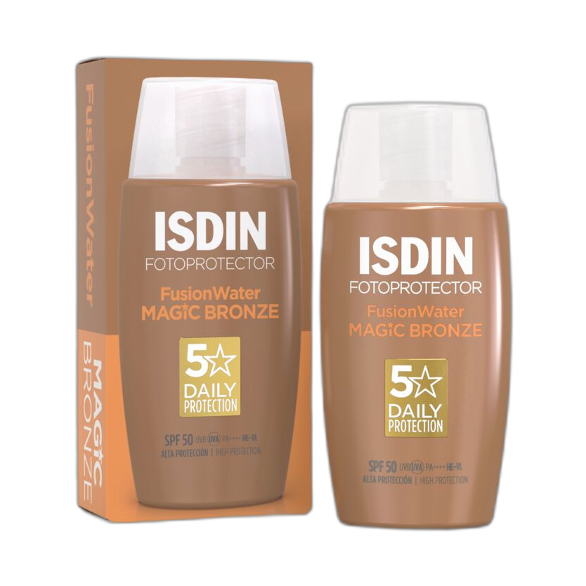 ISDIN FUSION WATER Magic bronze FPS50+ 50ml (fondo limpio)