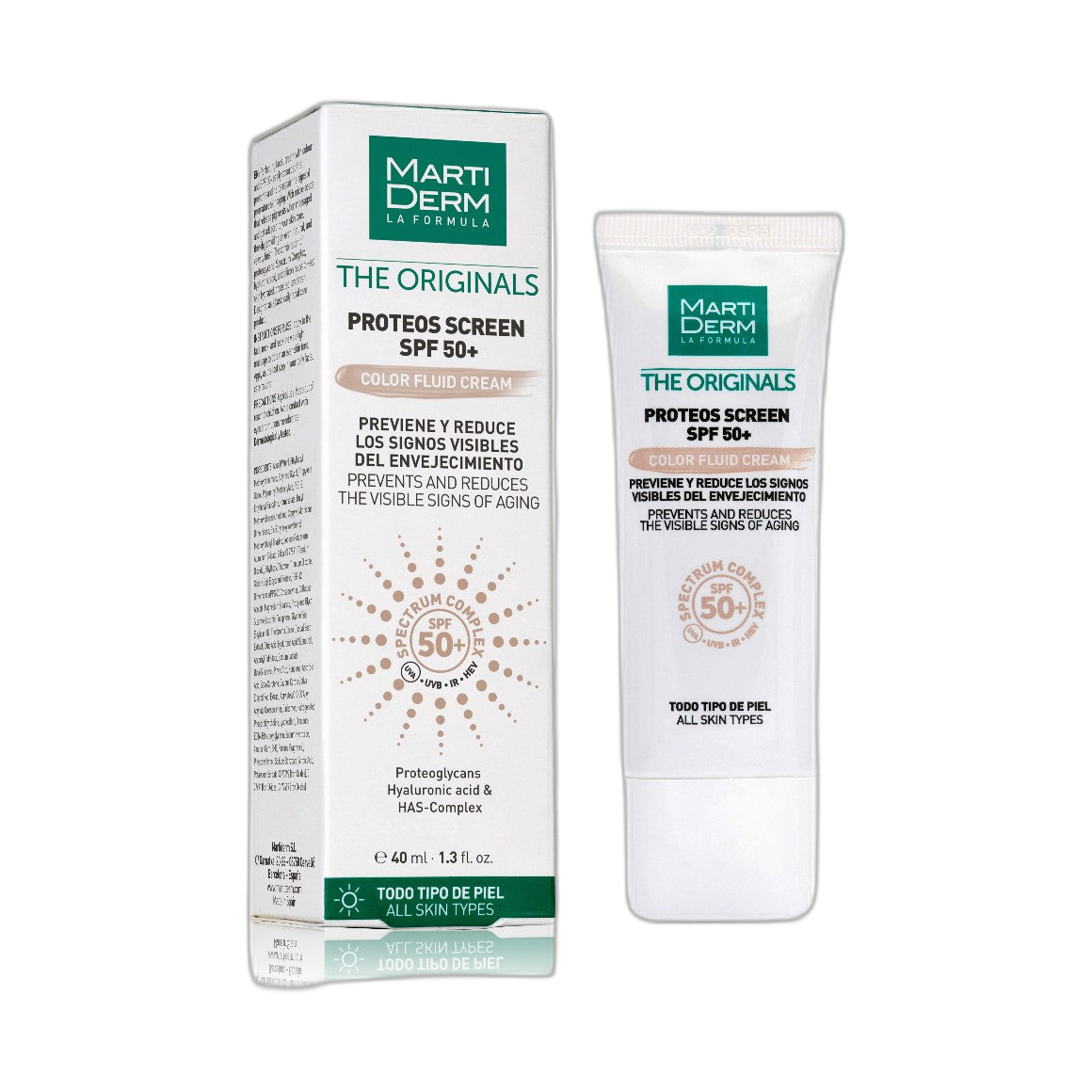 MARTIDERM The Originals Proteos screen spf50+ con color 40ml (fondo limpio)