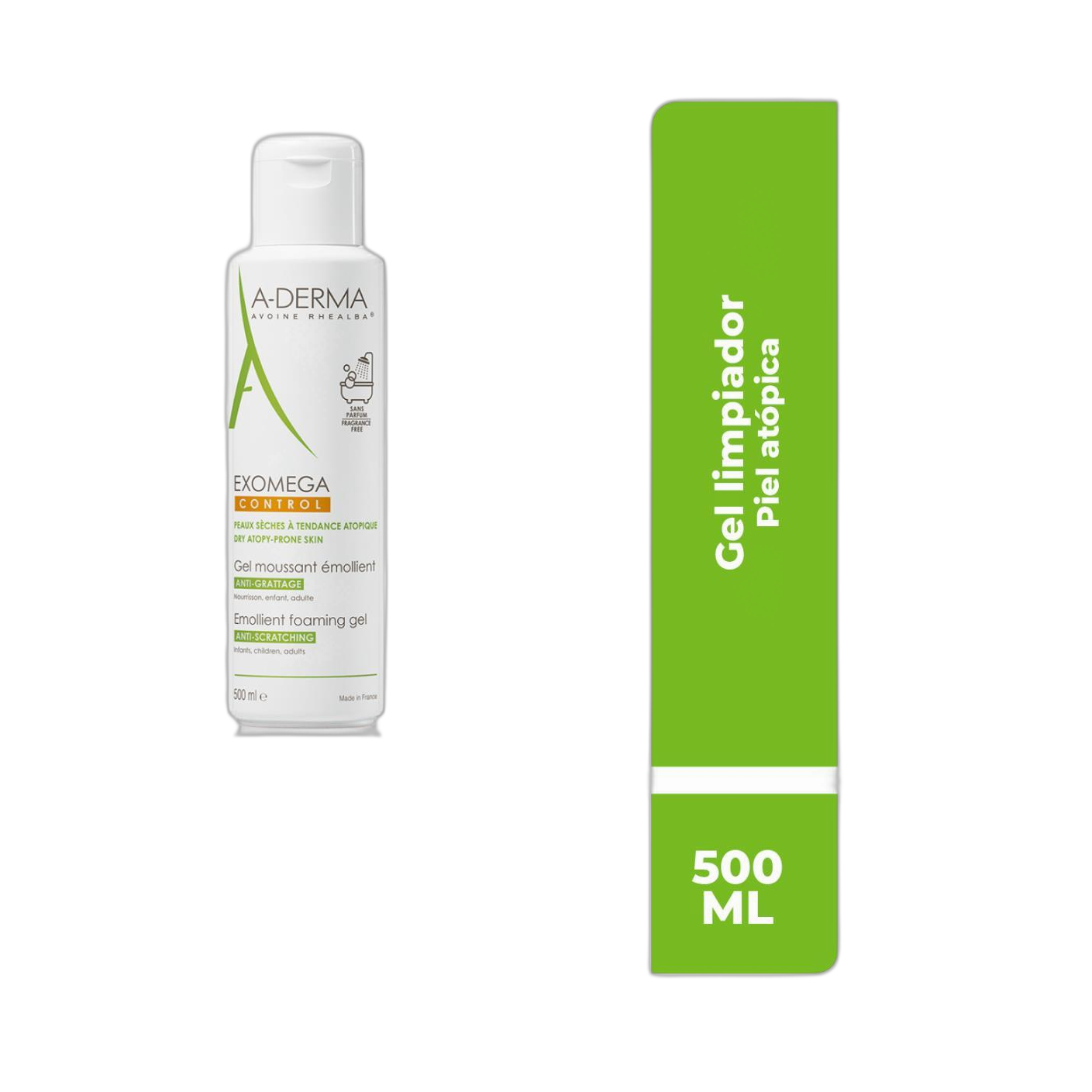 ADERMA Exomega Control Gel Dermolimpiador 500ml (fondo limpio)