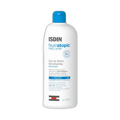 ISDIN Nutratopic Pro-Amp gel de baño emoliente 750ml (fondo limpio)