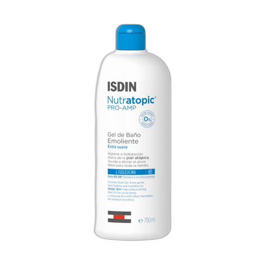 ISDIN Nutratopic Pro-Amp gel de baño emoliente 750ml (fondo limpio)