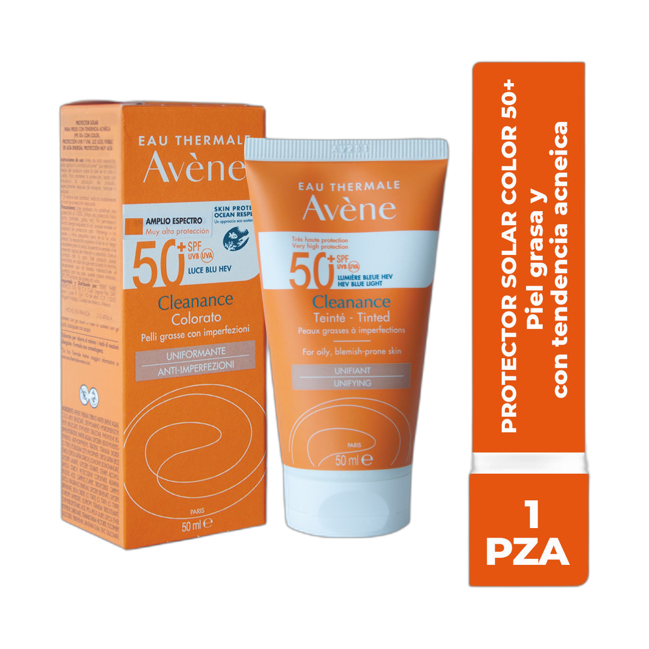 AVENE CLEANANCE Protector solar fps50+ Con Color, 50ml (fondo limpio)